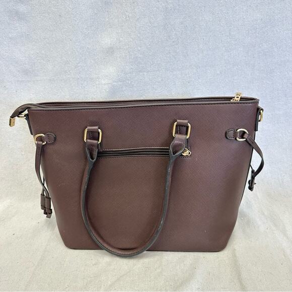 Montana West brown coated leather‎ large tote bag gold hardware - Picture 5 of 16